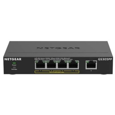 NETGEAR GS305PP Non-géré Gigabit Ethernet (10 100 1000) Connexion Ethernet, supportant l'alimentation via ce port (PoE) Noir