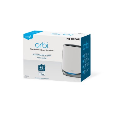 NETGEAR Orbi RBS850 AX6000 WiFi 6 Mesh Sattelite Tri-bande (2,4 GHz   5 GHz   5 GHz) Wi-Fi 6 (802.11ax) Gris, Blanc 4 Interne