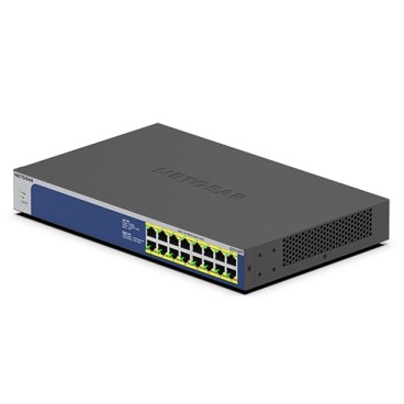 NETGEAR GS516PP Non-géré Gigabit Ethernet (10 100 1000) Connexion Ethernet, supportant l'alimentation via ce port (PoE) Bleu,