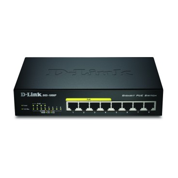D-Link DGS-1008P E commutateur réseau L2 Connexion Ethernet, supportant l'alimentation via ce port (PoE) Noir