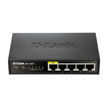 D-Link DES-1005P E commutateur réseau Non-géré L2 Fast Ethernet (10 100) Connexion Ethernet, supportant l'alimentation via ce