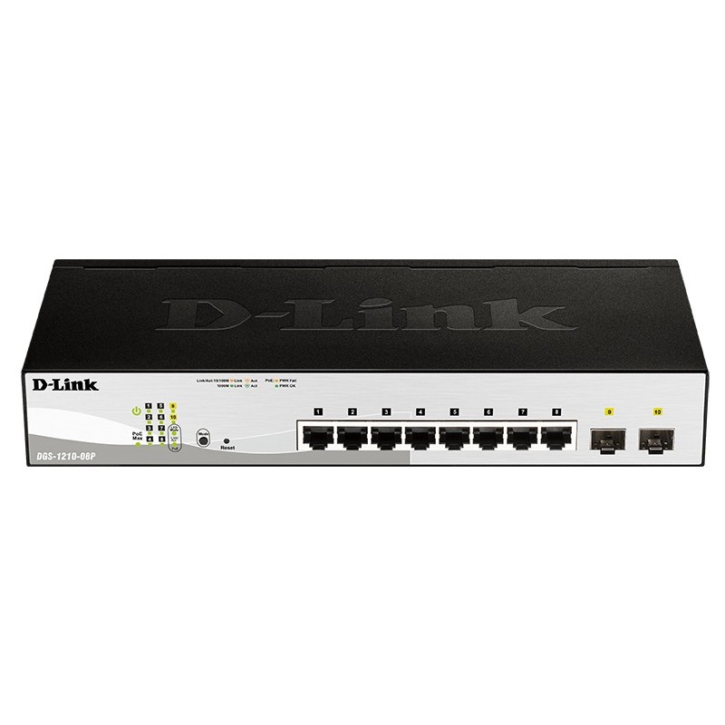 D-Link DGS-1210-08P commutateur réseau L2 Gigabit Ethernet (10 100 1000) Connexion Ethernet, supportant l'alimentation via ce