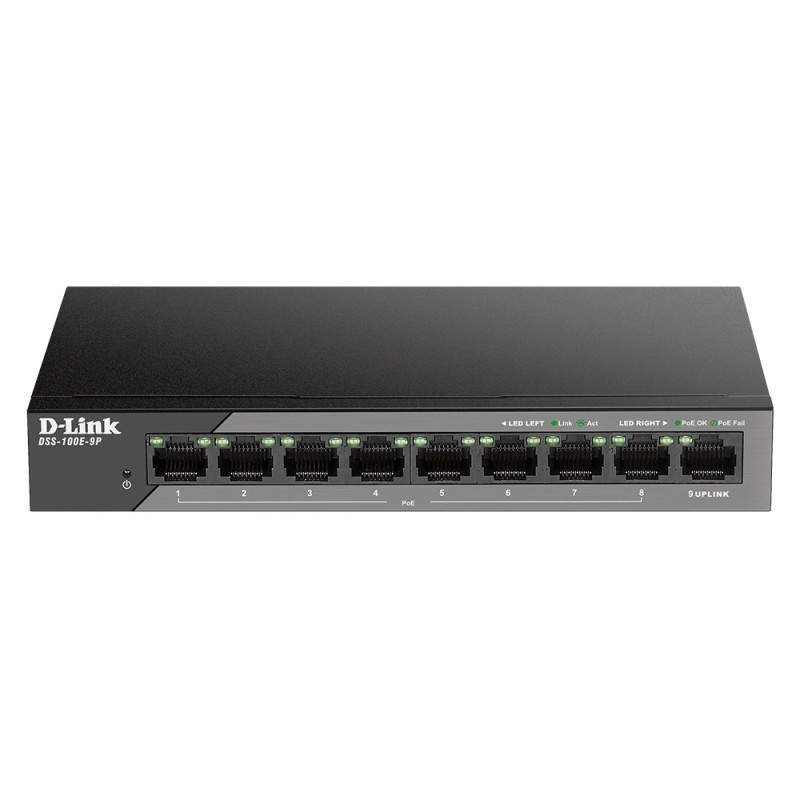 D-Link DSS-100E-9P commutateur réseau Non-géré Fast Ethernet (10 100) Connexion Ethernet, supportant l'alimentation via ce port