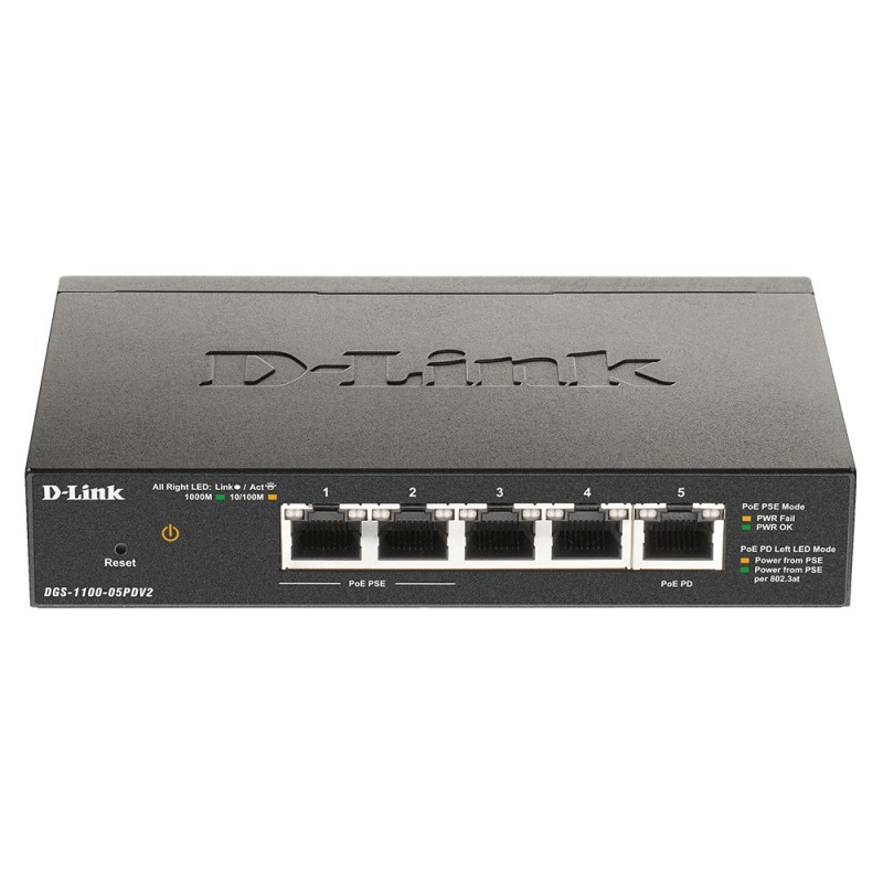 D-Link DGS-1100-05PDV2 commutateur réseau Géré Gigabit Ethernet (10 100 1000) Connexion Ethernet, supportant l'alimentation via