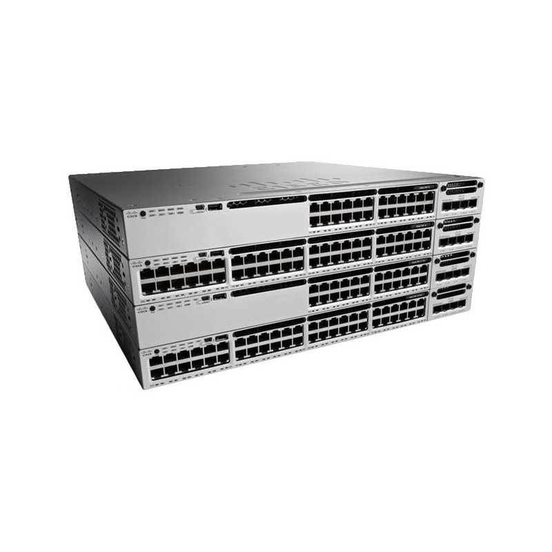 Cisco Catalyst WS-C3850-24P-E commutateur réseau Géré Connexion Ethernet, supportant l'alimentation via ce port (PoE) Noir, Gris