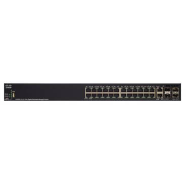 Cisco SG350X-24MP Géré L3 Gigabit Ethernet (10 100 1000) Connexion Ethernet, supportant l'alimentation via ce port (PoE) 1U Noir