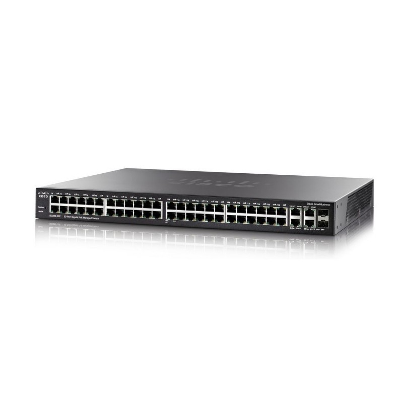 Cisco SG350-52P Géré L3 Gigabit Ethernet (10 100 1000) Connexion Ethernet, supportant l'alimentation via ce port (PoE) 1U Noir