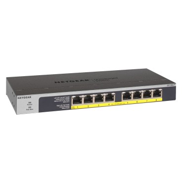 NETGEAR GS108LP Non-géré Gigabit Ethernet (10 100 1000) Connexion Ethernet, supportant l'alimentation via ce port (PoE) 1U