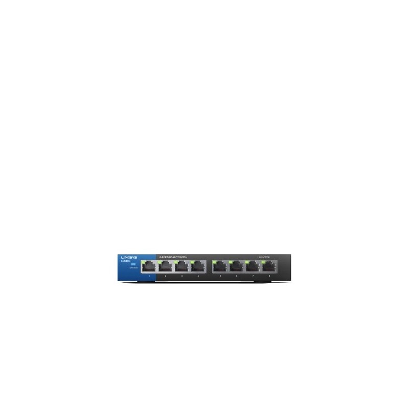 Linksys LGS108 Non-géré Gigabit Ethernet (10 100 1000) Noir, Bleu