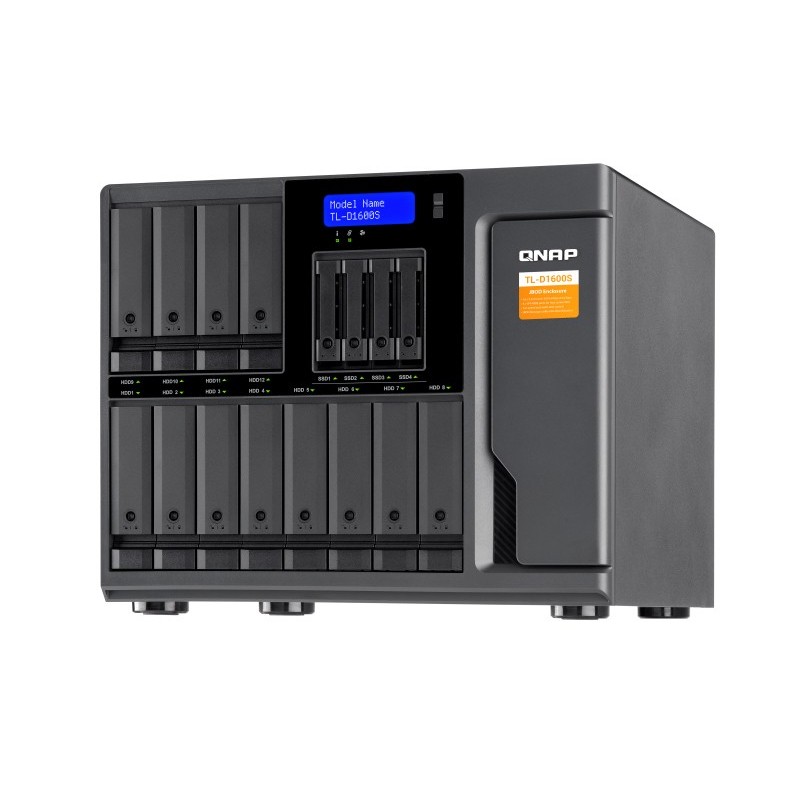 QNAP TL-D1600S Boîtier de disques de stockage Boîtier disque dur SSD Noir, Gris 2.5 3.5"