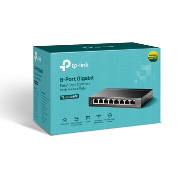TP-Link TL-SG108PE commutateur réseau Géré L2 Gigabit Ethernet (10 100 1000) Connexion Ethernet, supportant l'alimentation via