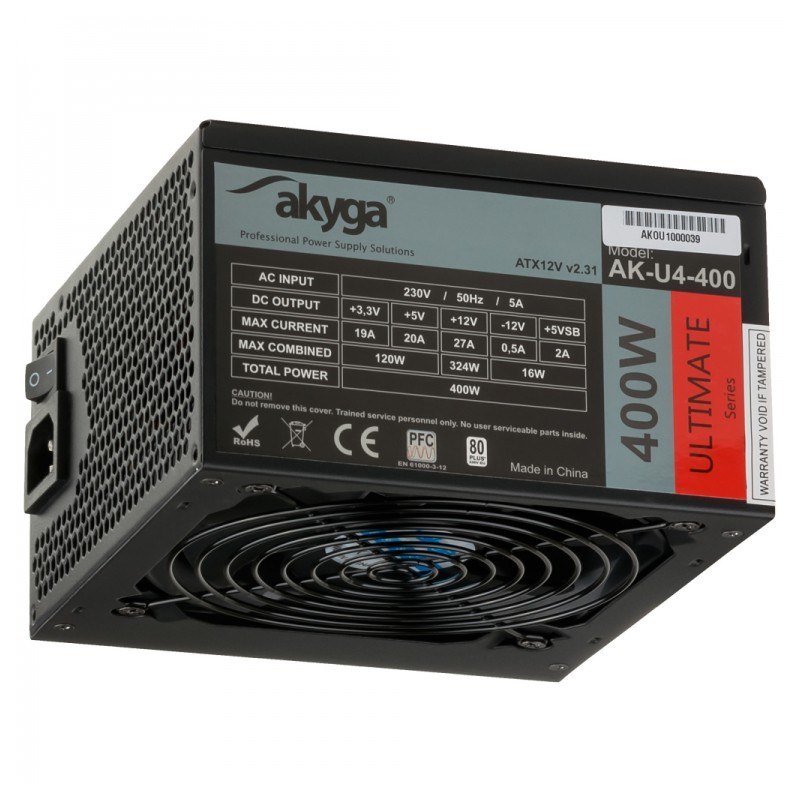 Akyga AK-U4-400 unité d'alimentation d'énergie 400 W 20+4 pin ATX ATX Noir