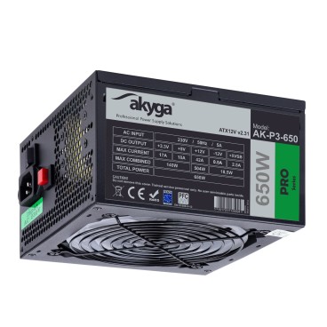 Akyga AK-P3-650 unité d'alimentation d'énergie 650 W 24-pin ATX ATX Noir