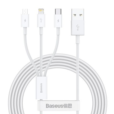 Baseus Superior câble USB 1,5 m USB 2.0 USB A USB C.Micro USB A Lightning Blanc