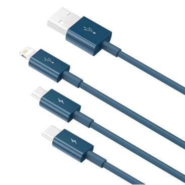 Baseus CAMLTYS-03 câble USB 1,5 m USB A USB C Micro-USB B Lightning Bleu