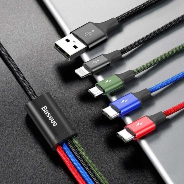 Baseus CA1T4-C01 câble USB 1,2 m USB A Noir, Bleu, Vert, Rouge