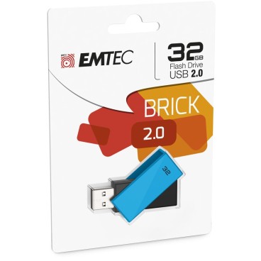 Emtec C350 Brick 2.0 lecteur USB flash 32 Go USB Type-A Noir, Bleu