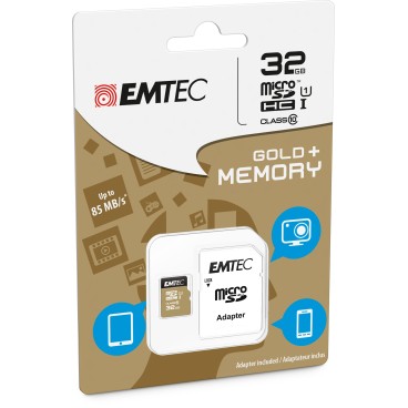 Emtec microSDHC 32GB Class10 Gold+ mémoire flash