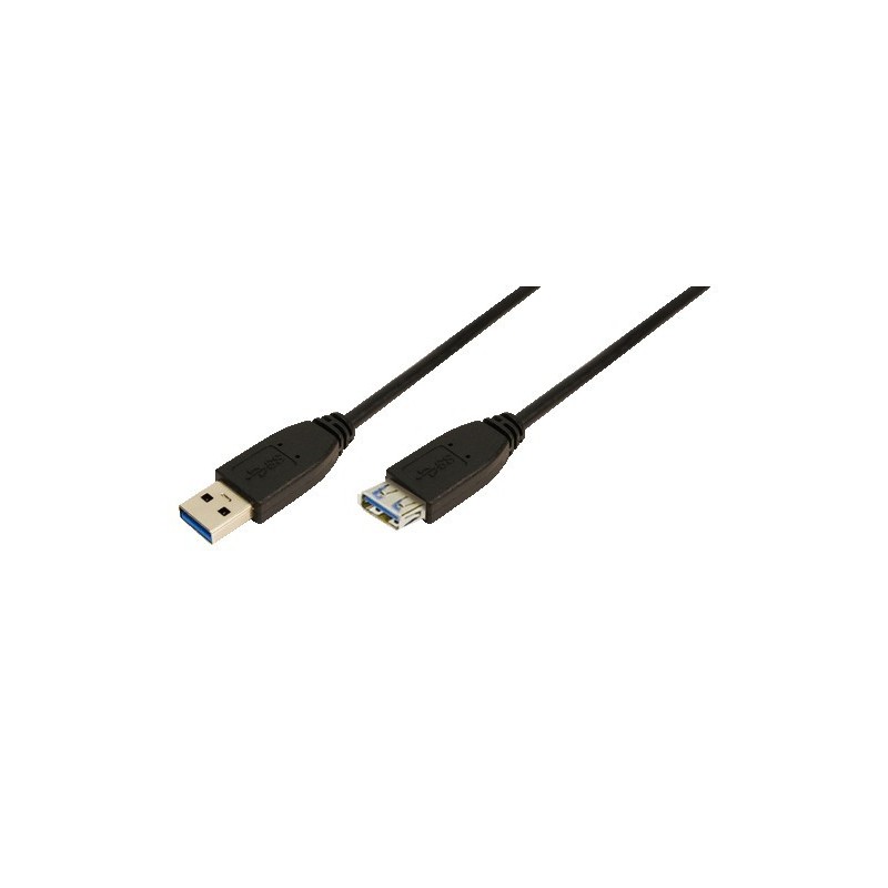 LogiLink 1m USB A - USB A 3.0 F M câble USB USB 3.2 Gen 1 (3.1 Gen 1) Noir