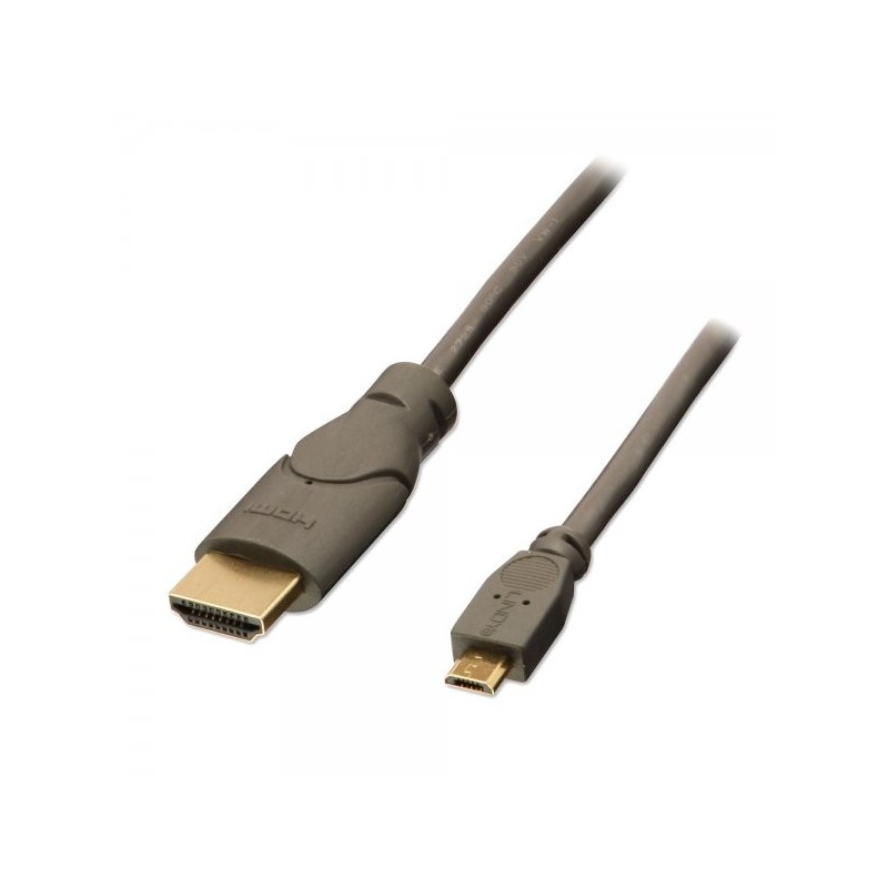 Lindy 0.5m HDMI - USB 2.0 Micro B M M 0,5 m Micro USB Noir, Anthracite
