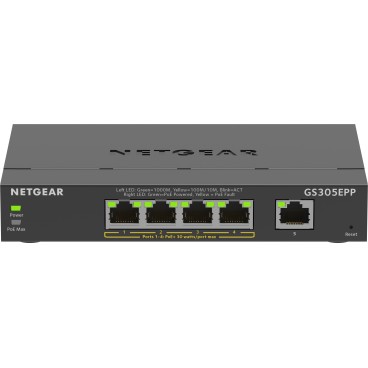 NETGEAR 5-Port Gigabit Ethernet High-Power PoE+ Plus Switch (GS305EPP) Géré L2 L3 Gigabit Ethernet (10 100 1000) Connexion