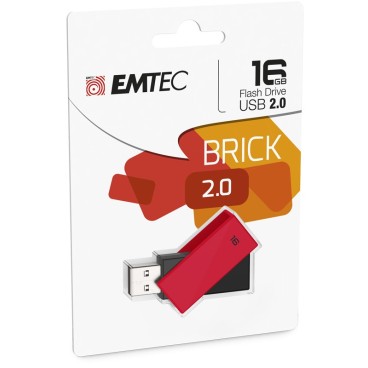 Emtec C350 Brick lecteur USB flash 16 Go USB Type-A 2.0 Noir, Rouge