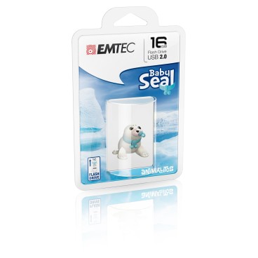 Emtec Baby Seal lecteur USB flash 16 Go USB Type-A 2.0 Bleu, Blanc