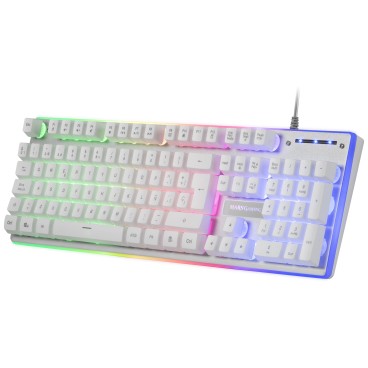 Mars Gaming MCPXWFR clavier Souris incluse USB Français Blanc