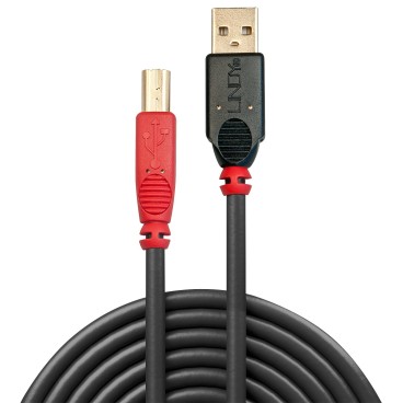 Lindy 42761 câble USB 10 m USB 2.0 USB A USB B Noir, Rouge