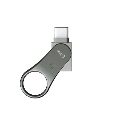 Silicon Power Mobile C80 lecteur USB flash 64 Go USB Type-A   USB Type-C 3.2 Gen 1 (3.1 Gen 1) Titane