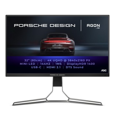 AOC Porsche PD32M LED display 80 cm (31.5") 3840 x 2160 pixels 4K Ultra HD IPS Noir, Gris