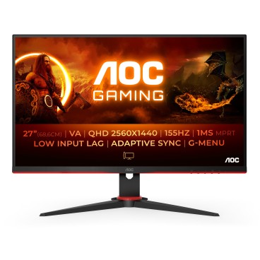 AOC G2 Q27G2E BK écran plat de PC 68,6 cm (27") 2560 x 1440 pixels Quad HD Noir, Rouge
