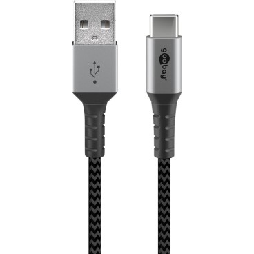 Goobay 49297 câble USB 2 m USB 2.0 USB C USB A Noir, Gris