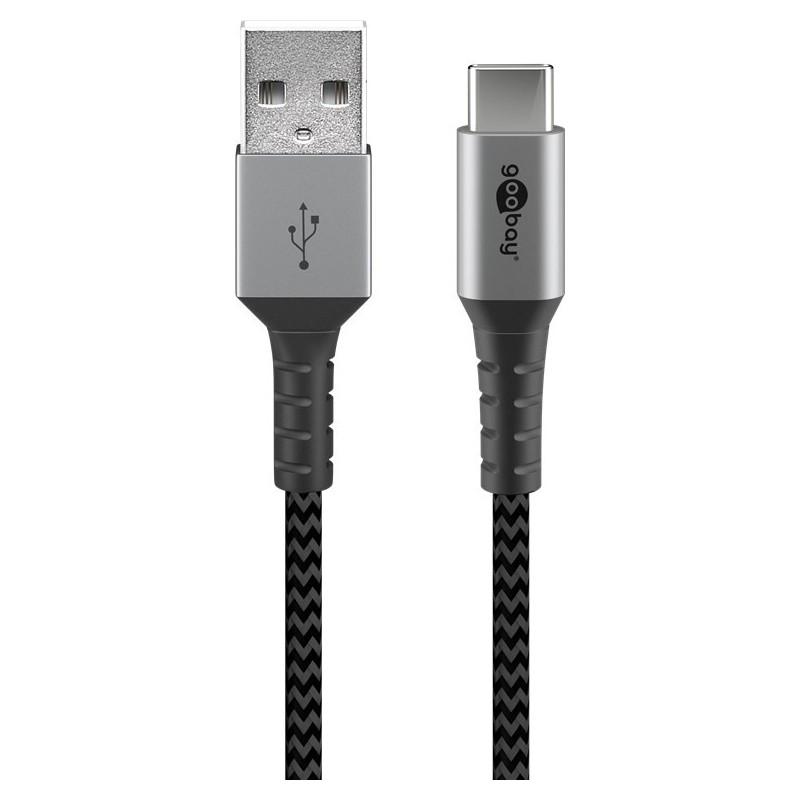 Goobay 49297 câble USB 2 m USB 2.0 USB C USB A Noir, Gris