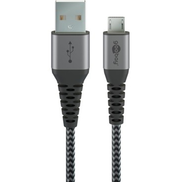Goobay 49282 câble USB 1 m USB 2.0 Micro-USB B USB A Noir, Gris