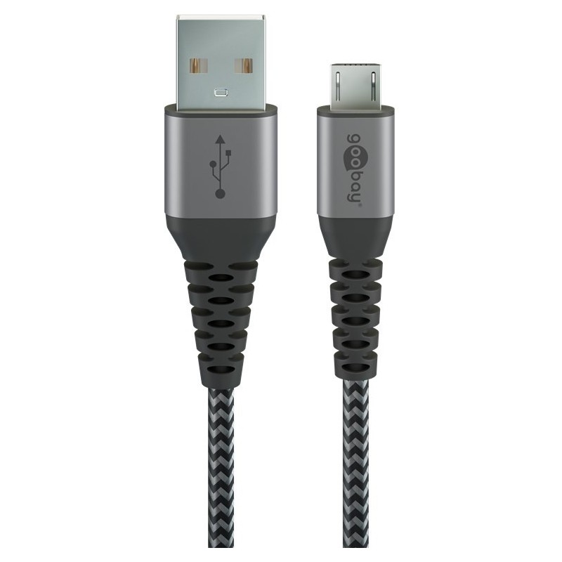 Goobay 49282 câble USB 1 m USB 2.0 Micro-USB B USB A Noir, Gris