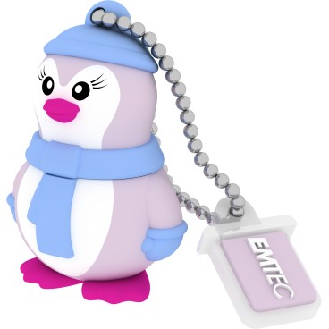 Emtec Miss Penguin lecteur USB flash 16 Go USB Type-A 2.0 Bleu, Violet, Blanc