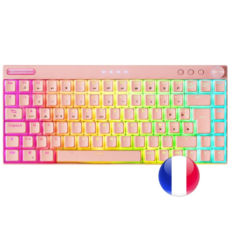 Mars Gaming MKCLOUDPBFR clavier USB + Bluetooth AZERTY Français Rose