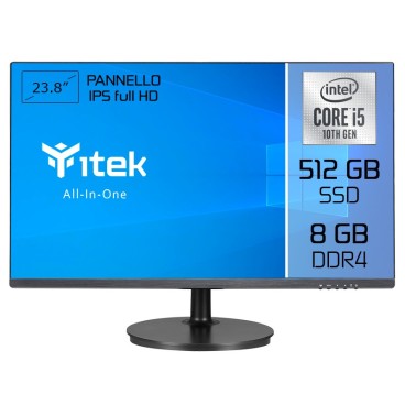 itek AIO Intel® Core™ i5 60,5 cm (23.8") 1920 x 1080 pixels 8 Go DDR4-SDRAM 512 Go SSD PC All-in-One Noir