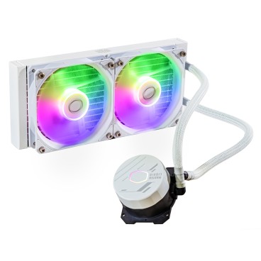 Cooler Master MasterLiquid 240L Core ARGB White Boitier PC, Processeur Kit de refroidissement du liquide 12 cm Blanc