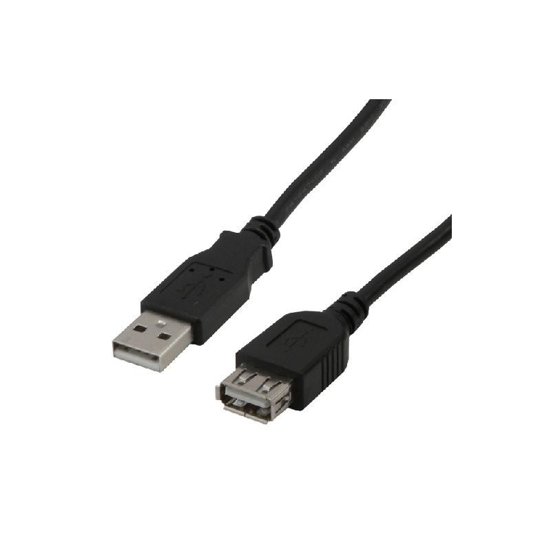 MCL USB 2.0 Type A m f, 3m câble USB USB A Noir