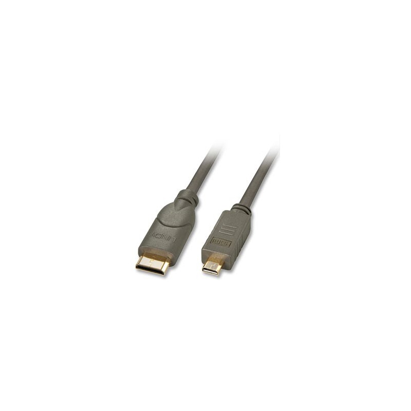 Lindy 0.5m HDMI câble HDMI 0,5 m HDMI Type C (Mini) HDMI Type D (Micro) Noir