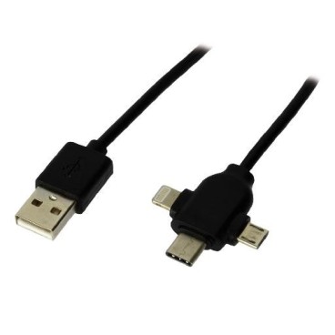 MCL MC923-1C MULTIZ-1M câble USB USB 2.0 USB A USB C Micro-USB B Lightning Noir