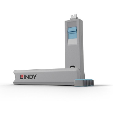 Lindy 40465 bloqueur de port Bloqueur de port + clé USB Type-C Bleu Acrylonitrile-Butadiène-Styrène (ABS) 1 pièce(s)