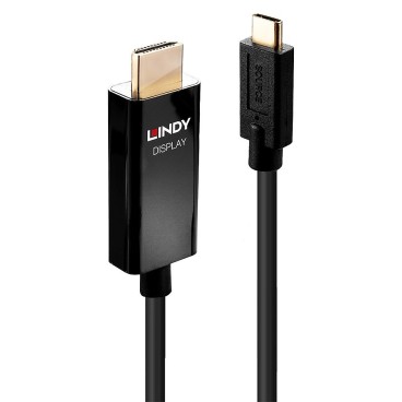 Lindy 43291 câble vidéo et adaptateur 1 m USB Type-C HDMI Type A (Standard) Noir