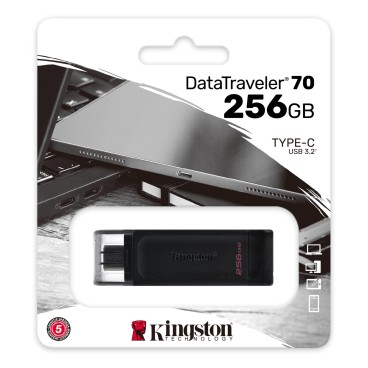 Kingston Technology 70 lecteur USB flash 256 Go USB Type-C 3.2 Gen 1 (3.1 Gen 1) Noir