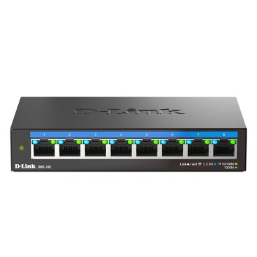 D-Link DMS-108 Non-géré 2.5G Ethernet (100 1000 2500) Noir