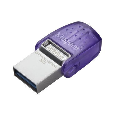 Kingston Technology DataTraveler microDuo 3C lecteur USB flash 256 Go USB Type-A   USB Type-C 3.2 Gen 1 (3.1 Gen 1) Acier