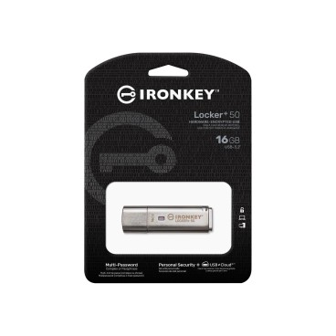 Kingston Technology IronKey Locker+ 50 lecteur USB flash 16 Go USB Type-A 3.2 Gen 1 (3.1 Gen 1) Argent
