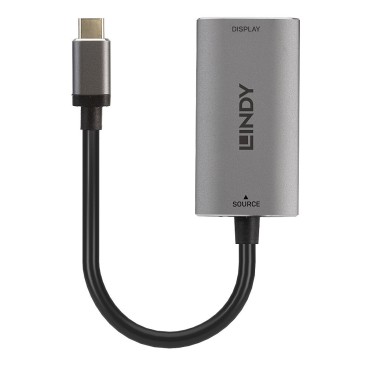Lindy 43327 câble vidéo et adaptateur 0,11 m USB Type-C HDMI Noir, Gris